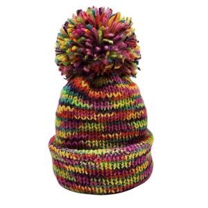 Hand Crafted Multicolor Kids Pom-Pom Hat